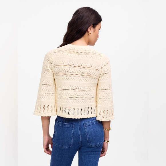 Madewell Cream Scalloped Trim Sweater Tee Women’s Size XS NEW - Picture 5 of 7